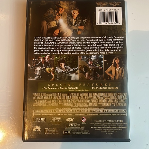 Indiana Jones and the Kingdom of the Crystal skull DVD - Picture 2 of 4